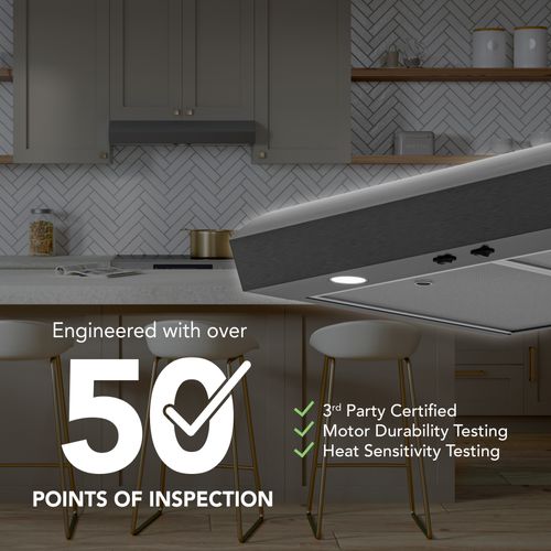 Main product image of Mantra 30" Convertible Under Cabinet Range Hood, 350 CFM (Black Stainless)