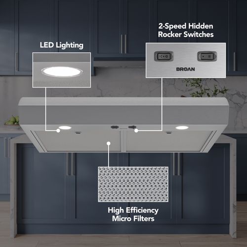 Main product image of Mantra 30" Convertible Under Cabinet Range Hood, 350 CFM (Stainless Steel)