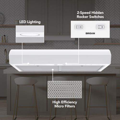 Main product image of Mantra 30" Convertible Under Cabinet Range Hood, 350 CFM (White)