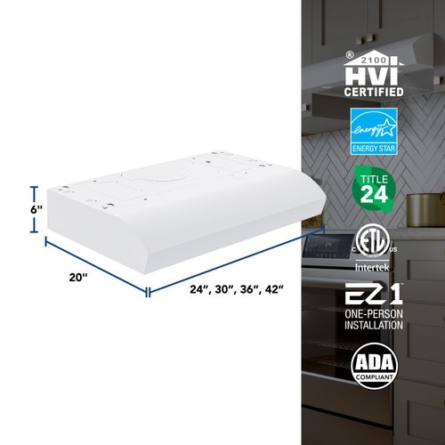 Main product image of Mantra 30" Convertible Under Cabinet Range Hood, 350 CFM (White)
