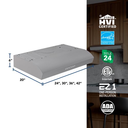 Main product image of Mantra 30" Convertible Under Cabinet Range Hood, 350 CFM, 120V (Stainless Steel)