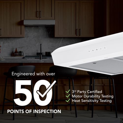 Main product image of Mantra 30" Convertible Under Cabinet Range Hood, 350 CFM, 120V (White)