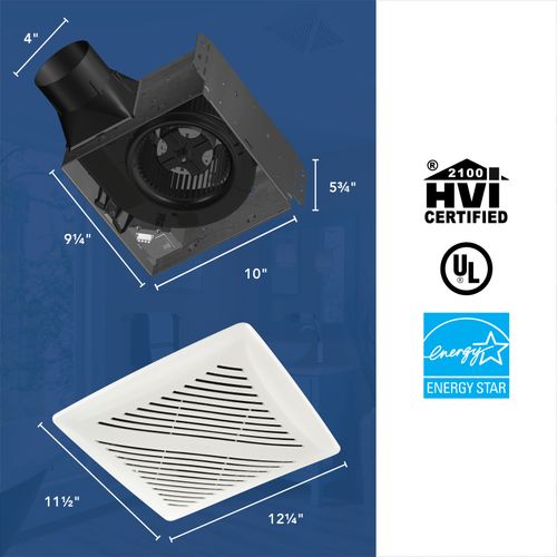 Main product image of FlexAir Selectable Bathroom Exhaust Fan w/ Louvered Grille (80/100 CFM, 0.6/1.3 Sones)