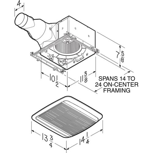Main product image of RB80L1 Ultra Pro Series Single-Speed Fan with Light (80 CFM, <0.3 Sones)