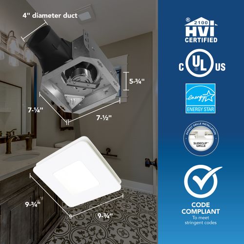 1.5 Sones Roomside Series Ventilation Fan & Light, Energy Star (80 CFM)