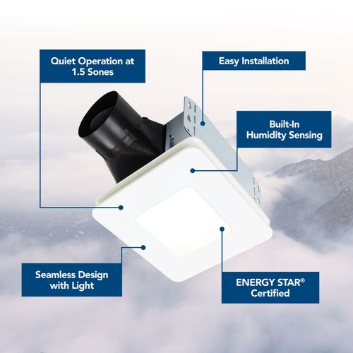 Main product image of 1.5 Sones Roomside Series Humidity Sensing Bathroom Ventilation Fan & Light, Energy Star (80 CFM)