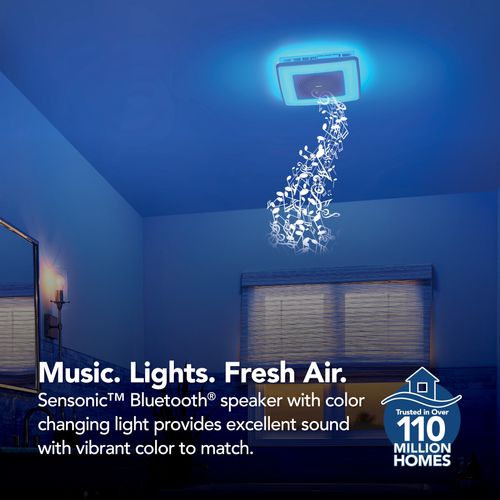 Main product image of Model SPK110RGBL ChromaComfort Ventilation Fan w/ Multicolor LED Light, Bluetooth Speaker and Grille (110 CFM)