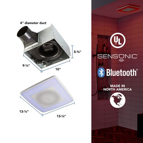Main product image of Model SPK110RGBL ChromaComfort Ventilation Fan w/ Multicolor LED Light, Bluetooth Speaker and Grille (110 CFM)