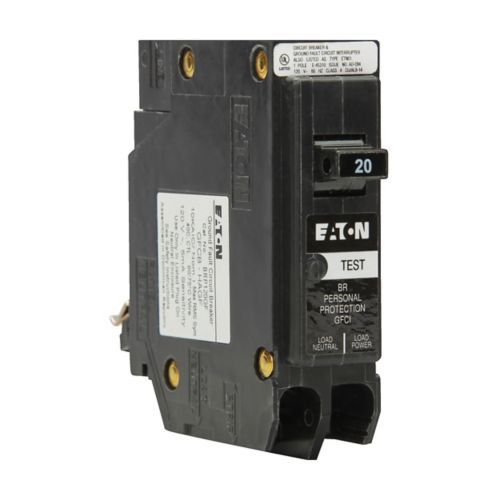 Main product image of 1-Pole BR GFCI Plug-In Ground Fault Circuit Breaker, Plug-On Neutral, 10 kAIC, 5mA (15A, 120/240V)