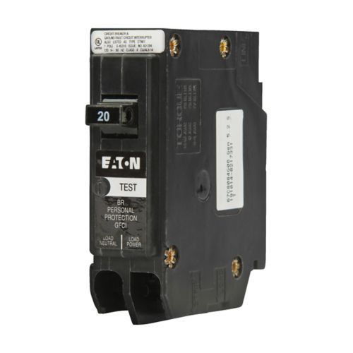 Main product image of 1-Pole BR GFCI Plug-In Ground Fault Circuit Breaker, Plug-On Neutral, 10 kAIC, 5mA (15A, 120/240V)