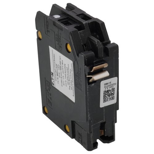Main product image of 1-Pole BR GFCI Plug-In Ground Fault Circuit Breaker, Plug-On Neutral, 10 kAIC, 5mA (15A, 120/240V)