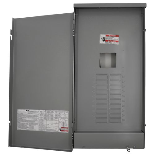 Main product image of BR Convertible Load Center w/ Ground Bar & Cover, Aluminum, 40 Circuits, 20 Spaces, 10 kAIC, NEMA 3R (200A, 120V/240V)