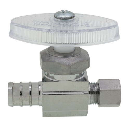 Main product image of 1/2" PEX Crimp x 1/4" OD Comp. Straight Stop Valve, Multi-Turn, Lead Free (Chrome Plated)
