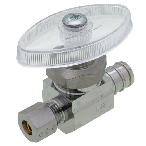 Main product image of 1/2" PEX Crimp x 1/4" OD Comp. Straight Stop Valve, Multi-Turn, Lead Free (Chrome Plated)