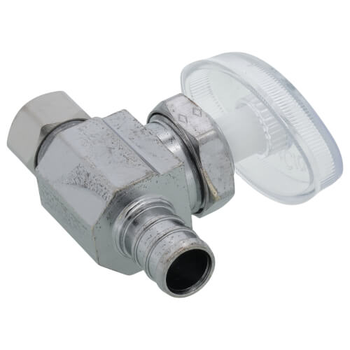 Main product image of 1/2" PEX Crimp x 3/8" OD Comp. Straight Stop Valve, Multi-Turn, Lead Free (Chrome Plated)