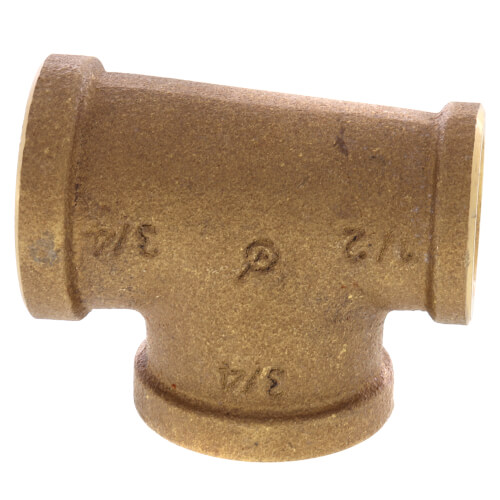 3/4" x 1/2" x 3/4" Reducing Brass Tee (Lead Free)