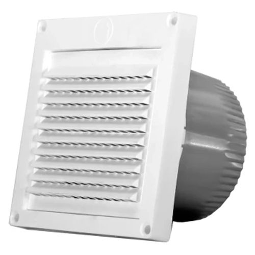Main product image of 4" PFL344 Plastic Fixed Mini Louver Eave Vent w/ 3" Tail & 1/4" Mesh (White)