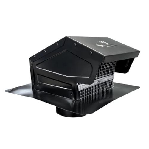 Main product image of 10" GRV824 Roof Cap w/ Flush Tail, Flapper, & Screen (Black)