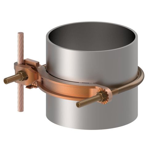 Main product image of Mechanical Grounding Connector, Conductor To Water Pipe, 4-4/0 Awg, 4"-5" Pipe, 3/8" Stud