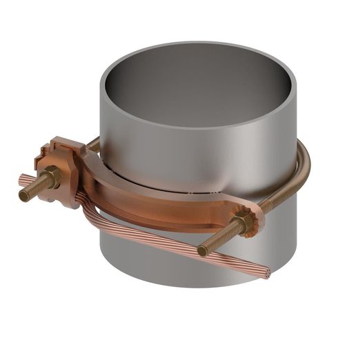 Main product image of Mechanical Grounding Connector, Conductor To Water Pipe, 4-4/0 Awg, 4"-5" Pipe, 3/8" Stud