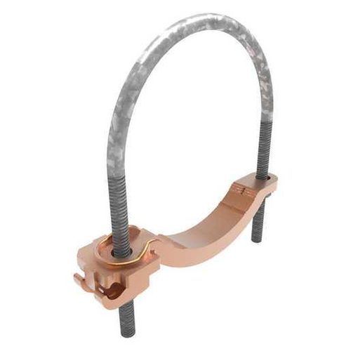 Main product image of Mechanical Grounding Connector, Conductor To Water Pipe, 4-4/0 Awg, 6" Pipe, 3/8" Stud