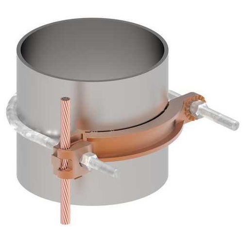 Main product image of Mechanical Grounding Connector, Conductor To Water Pipe, 4-4/0 Awg, 6" Pipe, 3/8" Stud