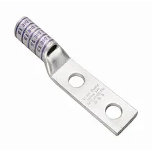 Main product image of YAZ Series 2-Hole Cu Compression Lug, 350 kcmil, Long Barrel, 3/8" Stud, 1" Hole Spacing, Tin-Plated (Red)