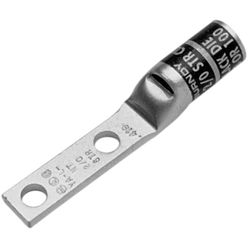 Main product image of HYLUG Two Hole Standard Barrel Copper Lug, Wire Size #2 AWG, 1/4" Bolt (Brown)