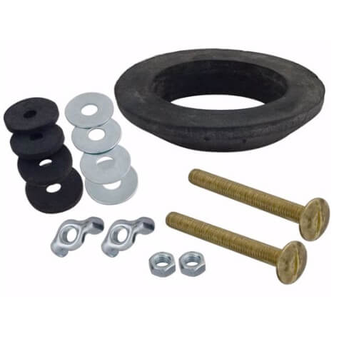Main product image of 5/16" x 3" Brass Plated Tank to Bowl Bolt Kit w/ Fit-All Gasket and Two Bolts (Box of 25 Pairs)