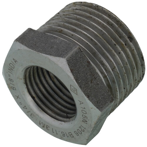 Main product image of 3/4" x 3/8" 3000# A105N Carbon Steel Hex Bushing NPT
