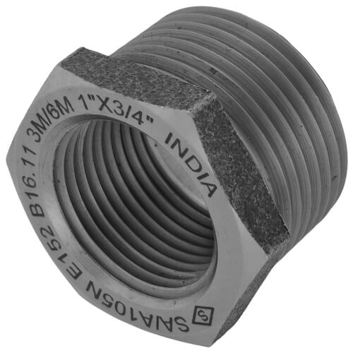 Main product image of 1" x 3/4" 3000# A105N Carbon Steel Hex Bushing NPT