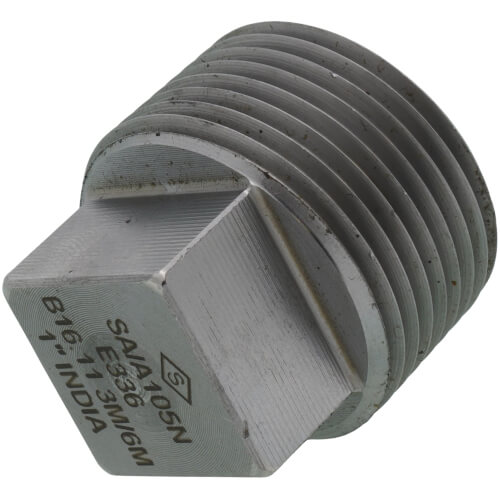 Main product image of 1" 3000# A105N Carbon Steel Solid Square Head Plug (NPT)