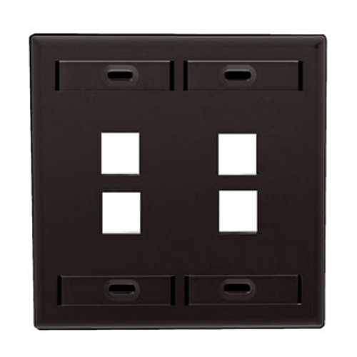 Main product image of Dual-Gang Quickport, Wallplate w/ ID Windows, 4-port (Black)