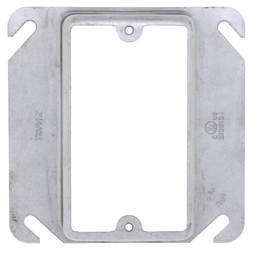 4" Square Single Gang Device Ring, 1-1/4" Raised