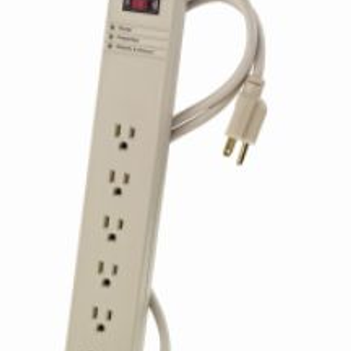 Main product image of 1449 3rd Edition, 125V 15A SuRGe Protected, 6-Outlet Strip w/Switch, 1520 Joules, 6 Feet 14-3 SJT Cord Length, Plastic Housing ( Beige)