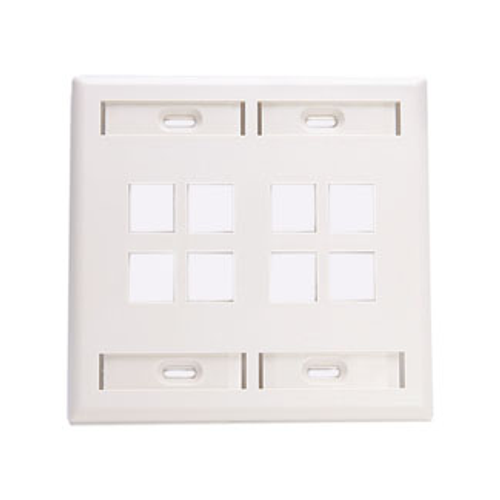 Main product image of Dual-Gang Quickport, Wallplate w/ ID Windows, 8-port (White)
