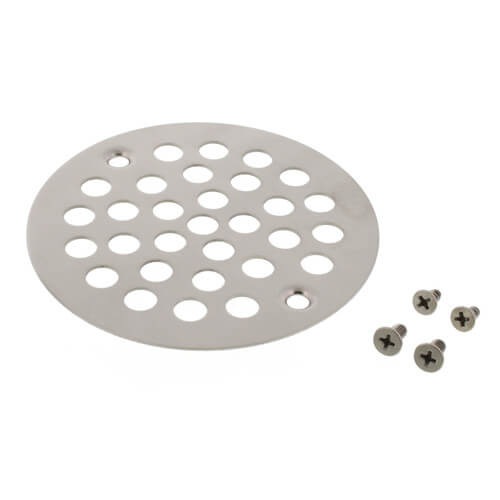 Main product image of 4-1/4" Satin Nickel PVD Round Cast Coverall Shower Drain Strainer