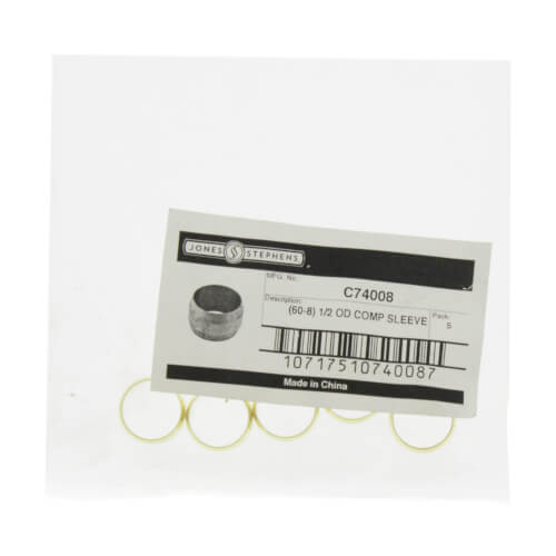 (60-8) 1/2" OD Brass Compression Sleeve (Bag of 5)