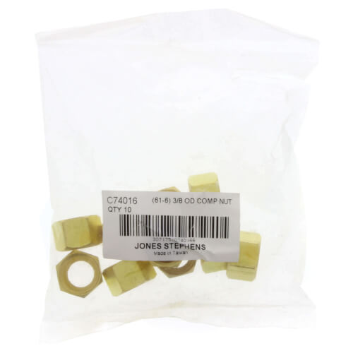 Main product image of (61-6) 3/8" OD Brass Compression Nut (Bag of 10)