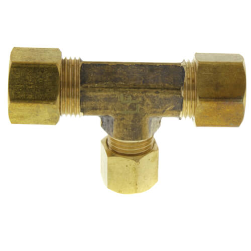 (64-664) 3/8" x 3/8" x 1/4" OD Brass Compression Tee, Lead Free