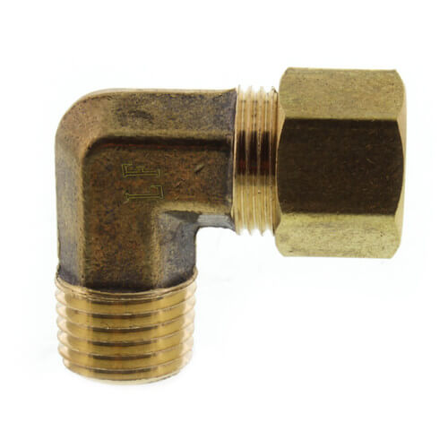 (69-64) 3/8" OD x 1/4" MIP Brass Compression Elbow, Lead Free