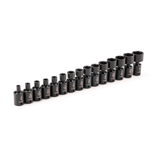 3/8" Drive 6-Point Universal Joint Impact Socket Set, 15-Piece (1/4-1")