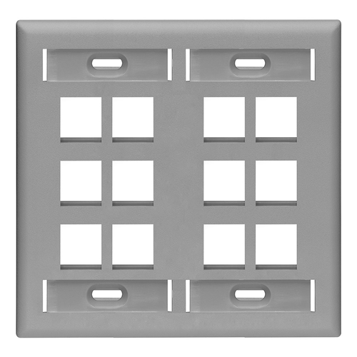 Main product image of Dual-Gang Quickport, Wallplate w/ ID Windows, 12-port (Gray)