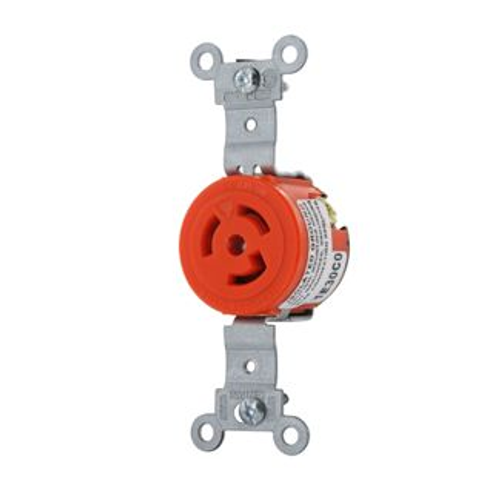 Main product image of 15A, 125V NEMA L5-15R, 2P, 3W, Single Locking Receptacle, Isolated Ground, (Orange)