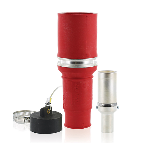 Main product image of Rhino-Hide Single Pole Female Connector (Contact, Insulator, & Dust Cap), Crimped, 313 MCM Cable, 1000V 636A Max (Red)