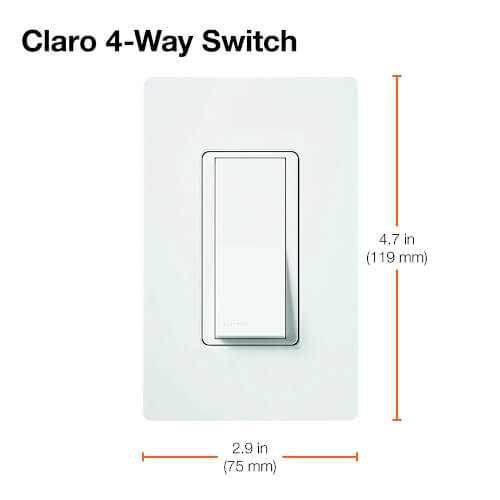 Main product image of Claro On/Off Paddle Switch, 15A General Purpose, 4-Way, CA-4PS-WH, White