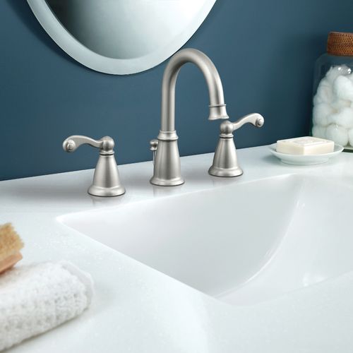 Main product image of Traditional Spot Resist Brushed Nickel 2 Handle Low Arc Bathroom Faucet, WS84004SRN