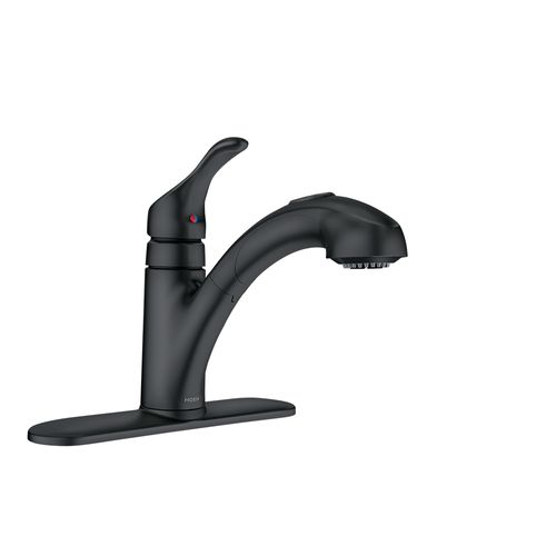Main product image of Renzo 1 Handle Low Arc Pullout Kitchen Faucet, CA87316BL (Matte Black)