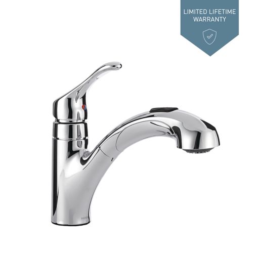Main product image of Renzo 1 Handle Low Arc Pullout Kitchen Faucet, CA87316C (Chrome)