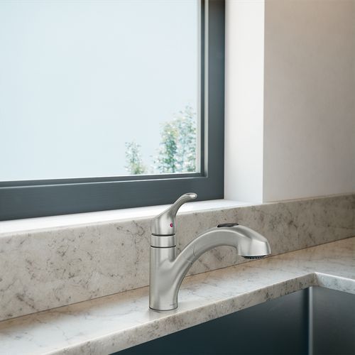 Main product image of Renzo 1 Handle Low Arc Pullout Kitchen Faucet, CA87316SRS (Spot Resist Stainless)